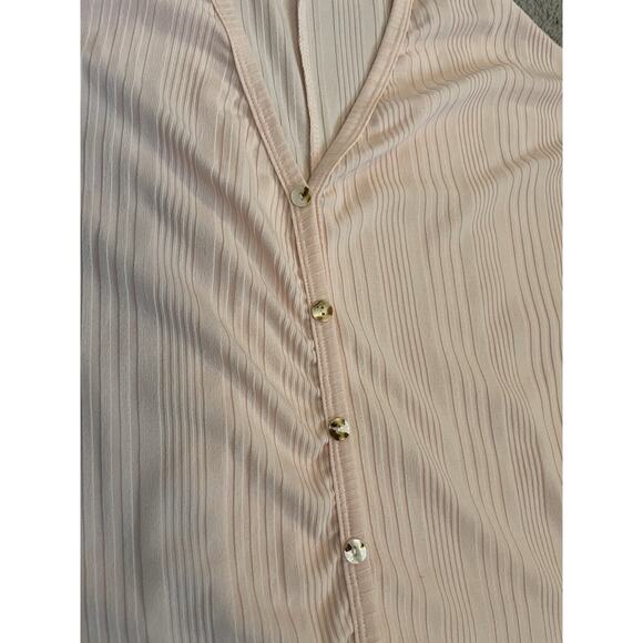 White Birch Button Down Patchwork Blouse Top Size Small Peach Pink Made In USA - Picture 3 of 10